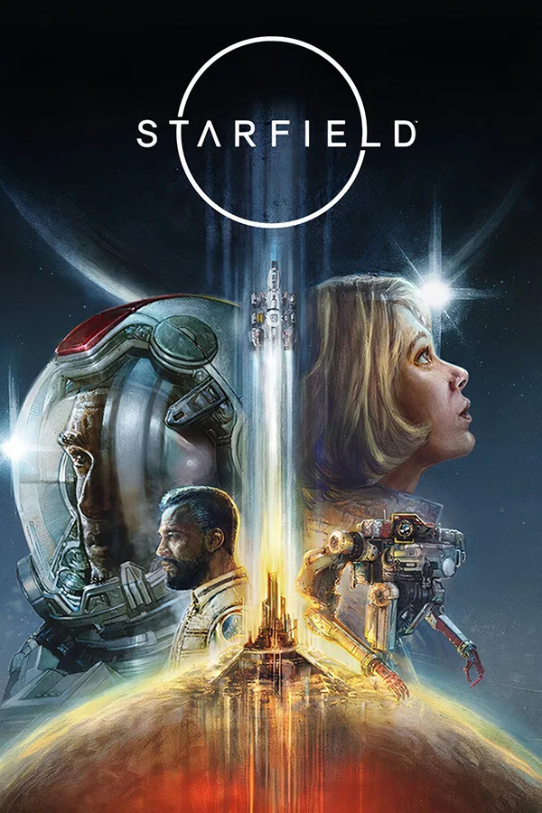 Starfield poster featuring characters and an astronaut beneath the title