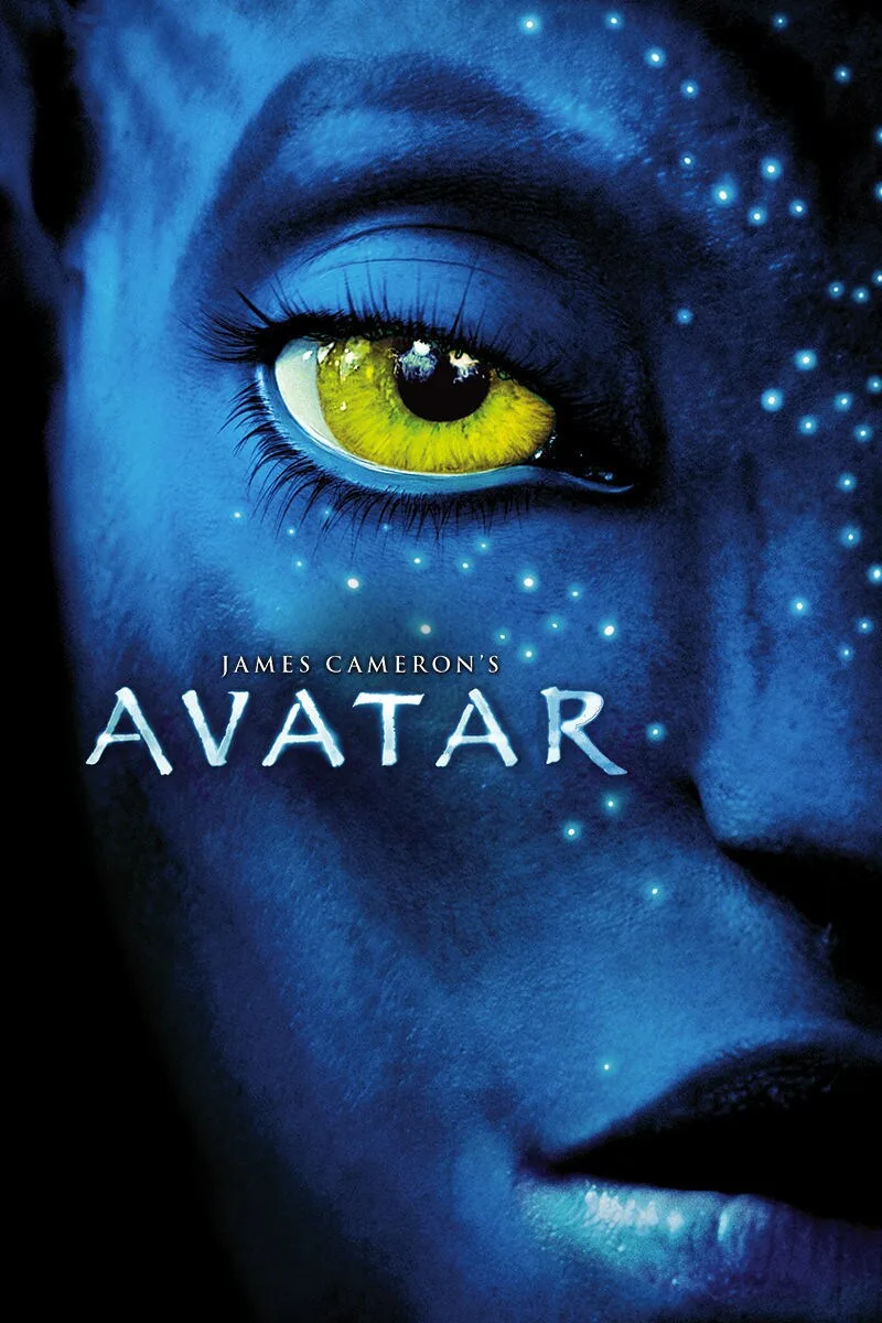 Avatar (2009) film poster featuring a blue Na’vi face