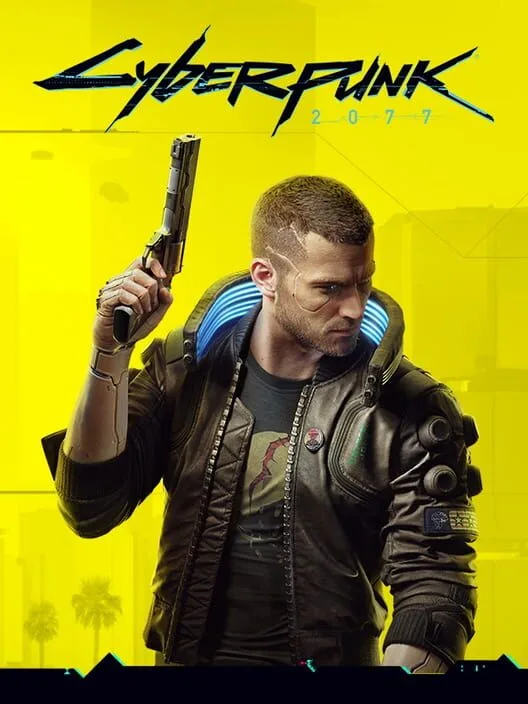 Cyberpunk 2077 cover featuring V against a yellow background