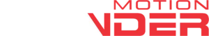 a red and white logo for Motion Grinder