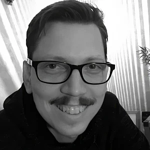 Black and white photo of Jonas Nordling, CEO at River End Games
